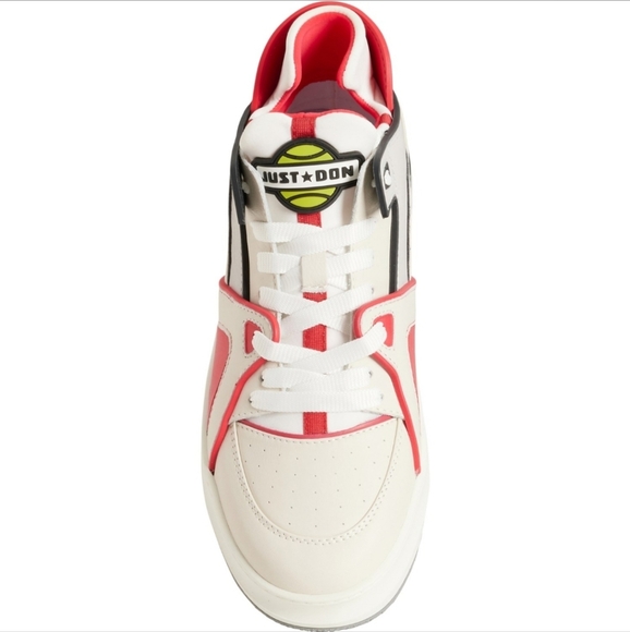 NIB Brand New Just Dons Mens White/Black/Red Courtside MID Sneakers - Picture 6 of 8